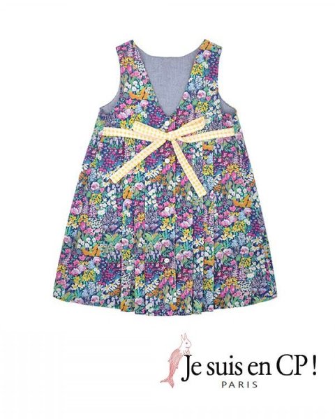 画像1: Je suis en CP!(ジュスィザンセーペー) Lucile Dressルシルドレス(リバティプリント スモール・ペインターズ・メドーSmall Painter's Medow) 16歳160cm (1)